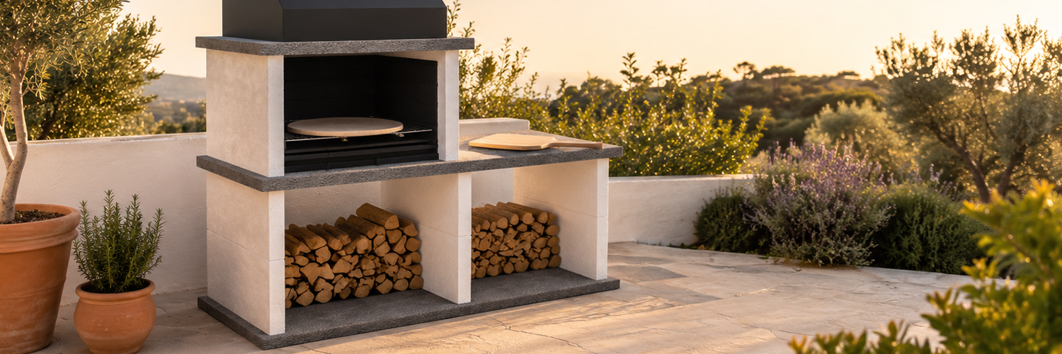 Barbacoa de obra M3 con pizza