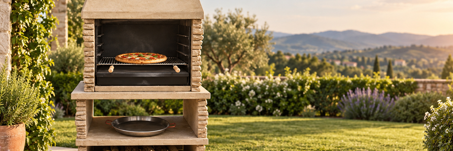 Pizza en barbacoa de obra Alpes